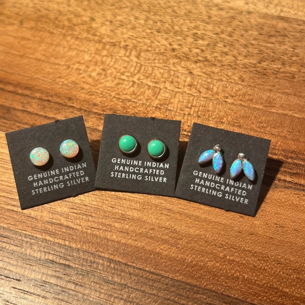 Set of 3 Sterling Silver Handcrafted Earrings